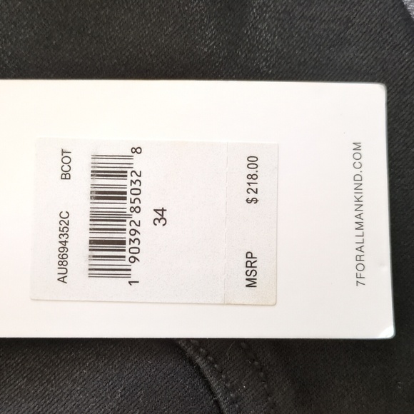 7 For All Mankind High Waist Slim Kick Black Coated Denim Size 34 - Picture 9 of 11